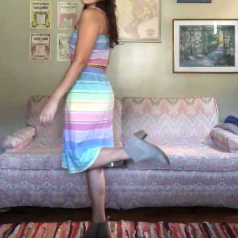 Franklin Jay Handmade Two Piece Rainbow Beach Set S/M Stripes - Picture 6 of 15